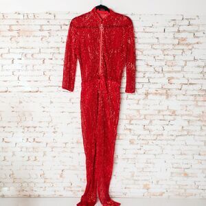 Banjul Red Sequin Jumpsuit Women's Small
